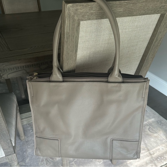 Tory Burch Ella Canvas Leather Tote in French Gray - Picture 3 of 12
